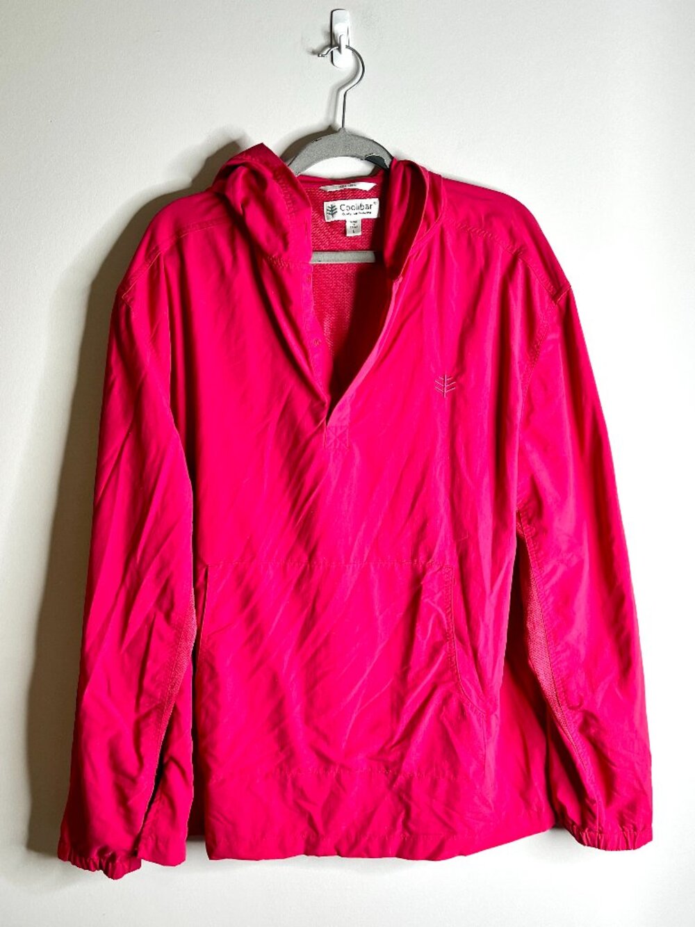 Coolibar Hot Pink Hooded Pullover UPF 50+ Sun Protection Outdoor Gorpcore Sz L